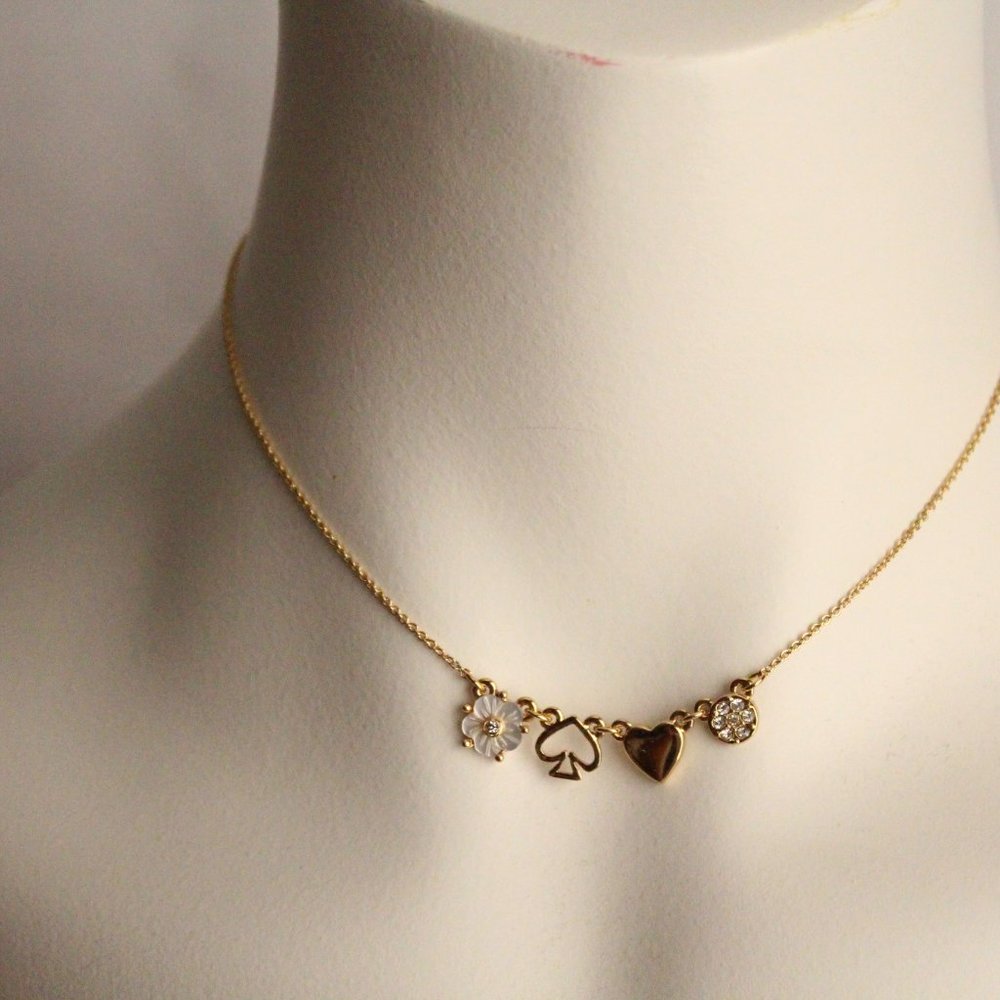 NWT Kate Spade Mini Things Row Charm Gold Necklace